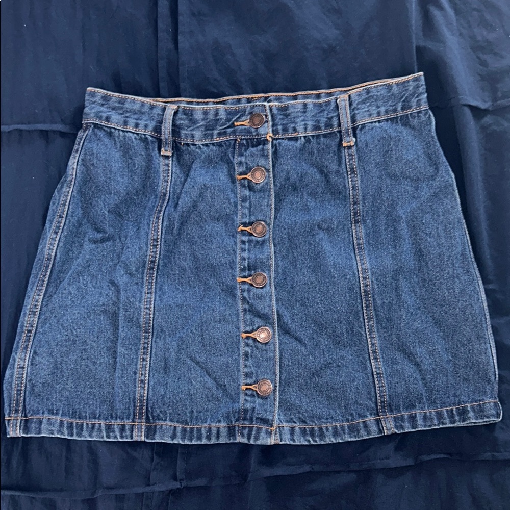 Denim Button-Front Skirt